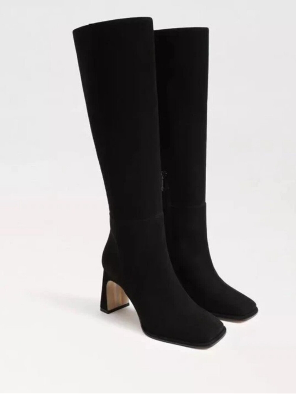 Sam Edelman Issabel Black Suede Knee-High Block Heel Boots 6M